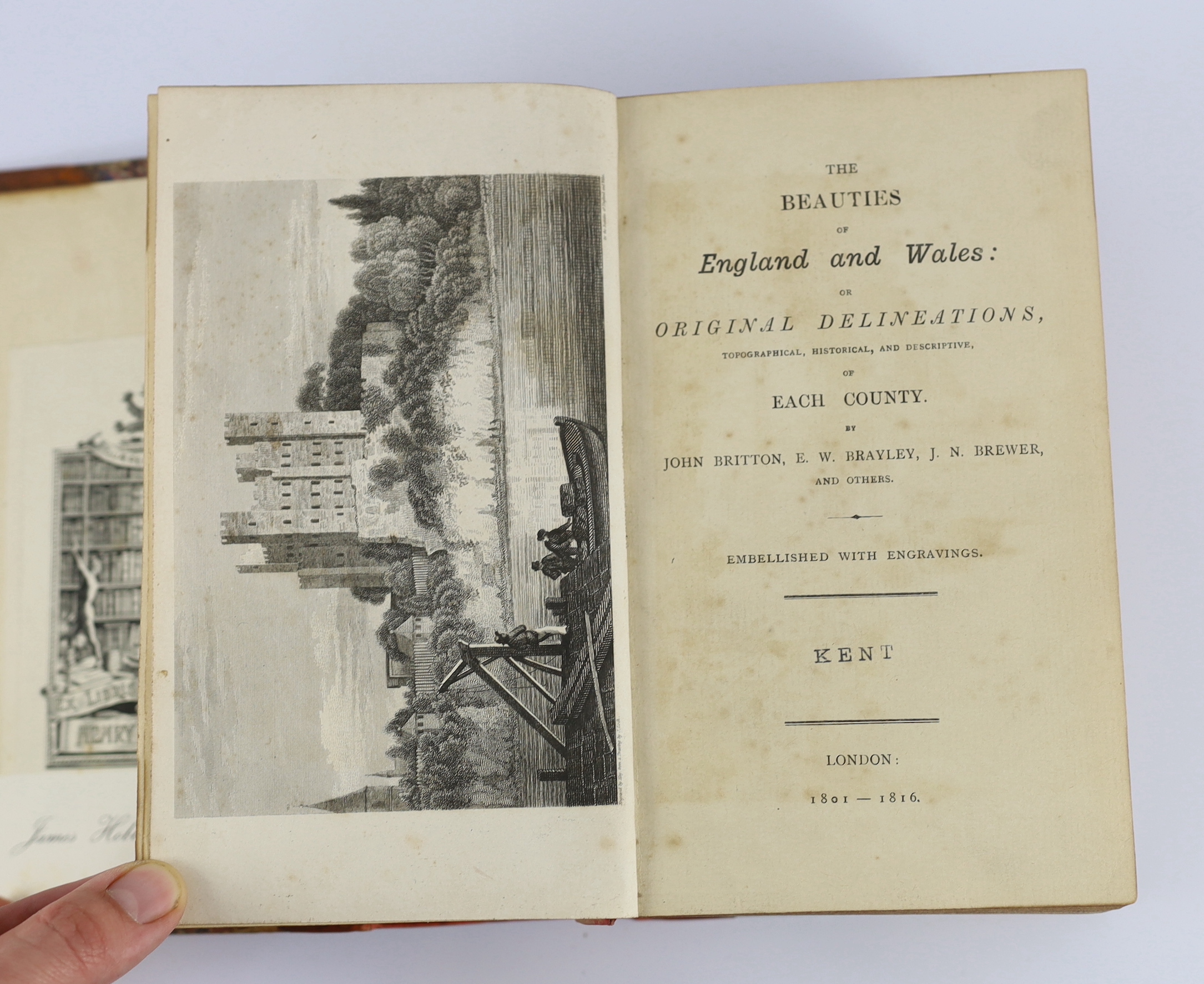 Fussell, L. - A Journey Round the Coast of Kent....including Penshurst, and Tunbridge Wells; with Rye, Winchelsea, Hastings, and Battle, in Sussex....folded map; contemp. half calf and marbled boards, gilt decorated spin